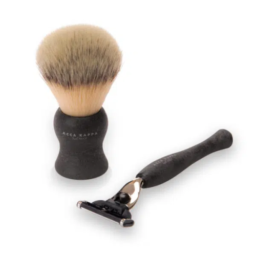 Acca Kappa Shaving Set Synthetic Fibres Brush – „Mach 3“ Razor – Black